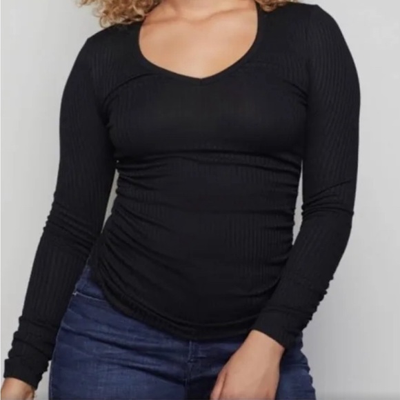 Good American Tops - Good American ribbed black long sleeved shirt. Size 3.
